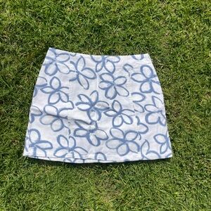 Urban Outfitters Floral Blue and White Mini Skirt